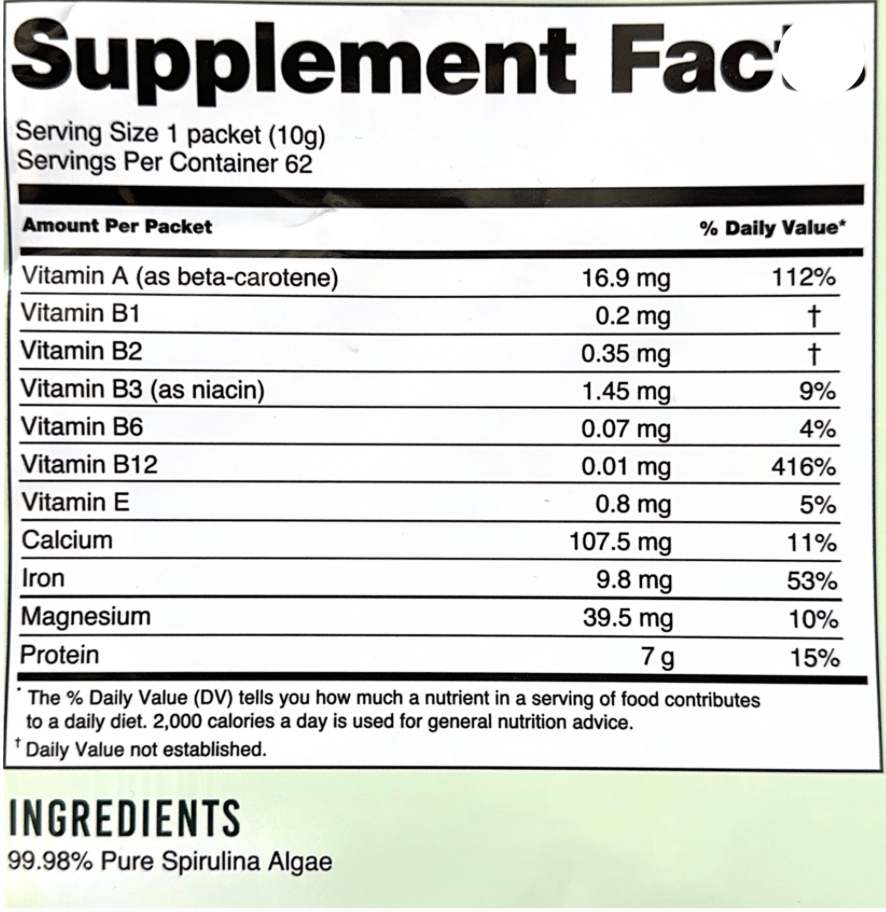 Frozen Fresh Spirulina 30 Days